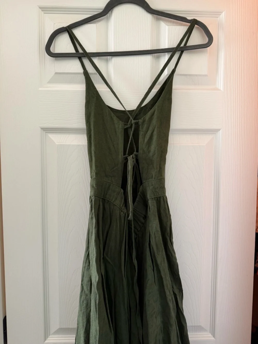 MANTAIKOIAI forest Green Linen dress - Picture 9 of 11